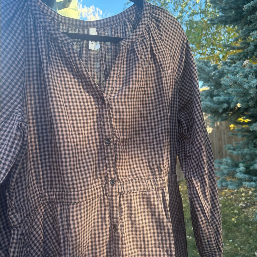 Organic Cotton Coastal Double Gauze Dress - Autumn Gingham